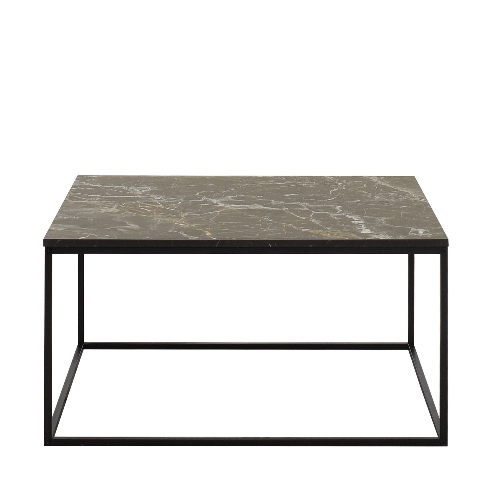 Mesa de Centro – 80cm x 42cm x 80cm – Preto e Mármore – Painel de partículas melamínico