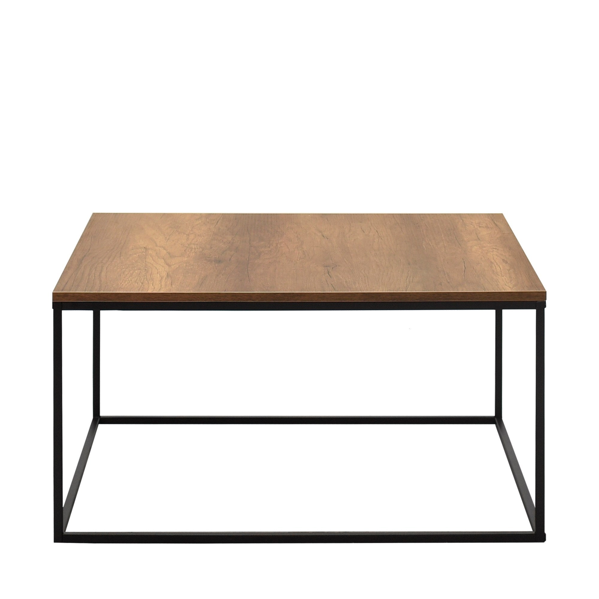 Mesa de Centro – 80cm x 42cm x 80cm – Nogueira – Painéis de partículas revestidos a melamina e estrutura metálica