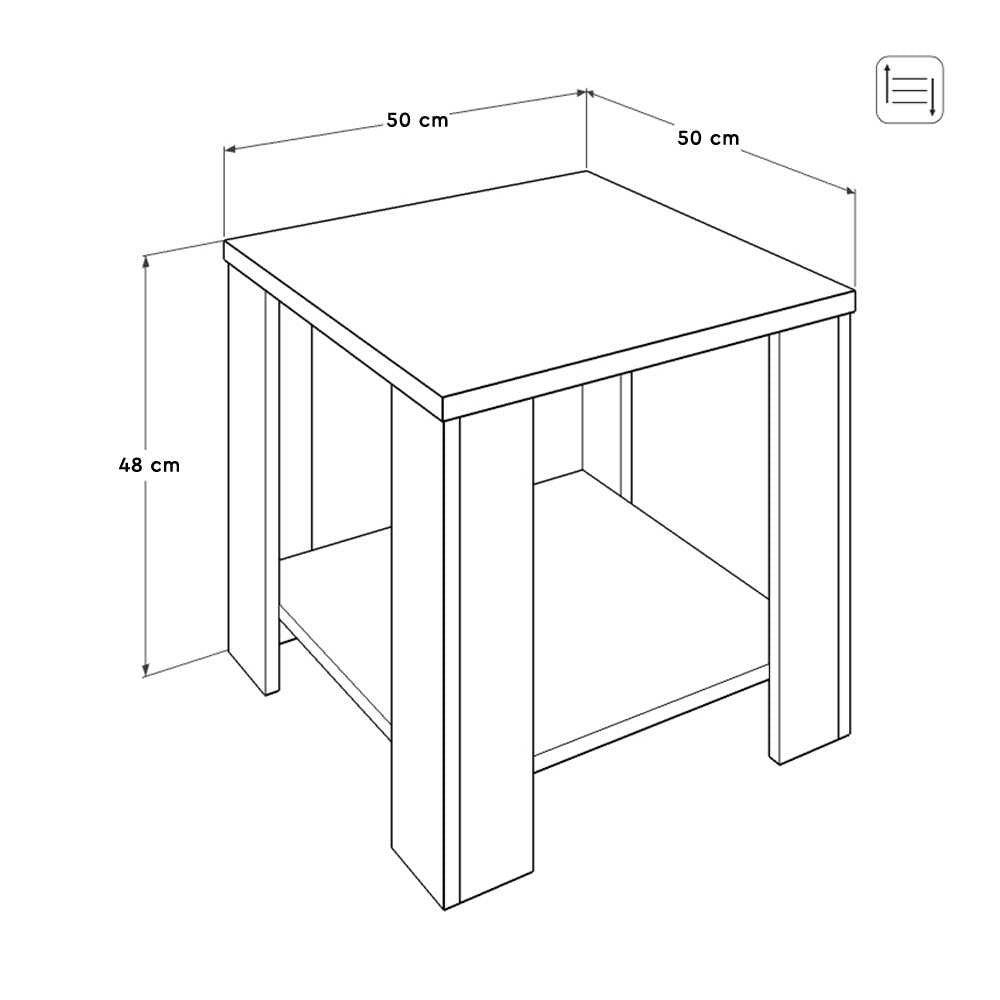 Mesa de Centro – 50cm x 48cm x 50cm – Taupe – Painel de Partículas