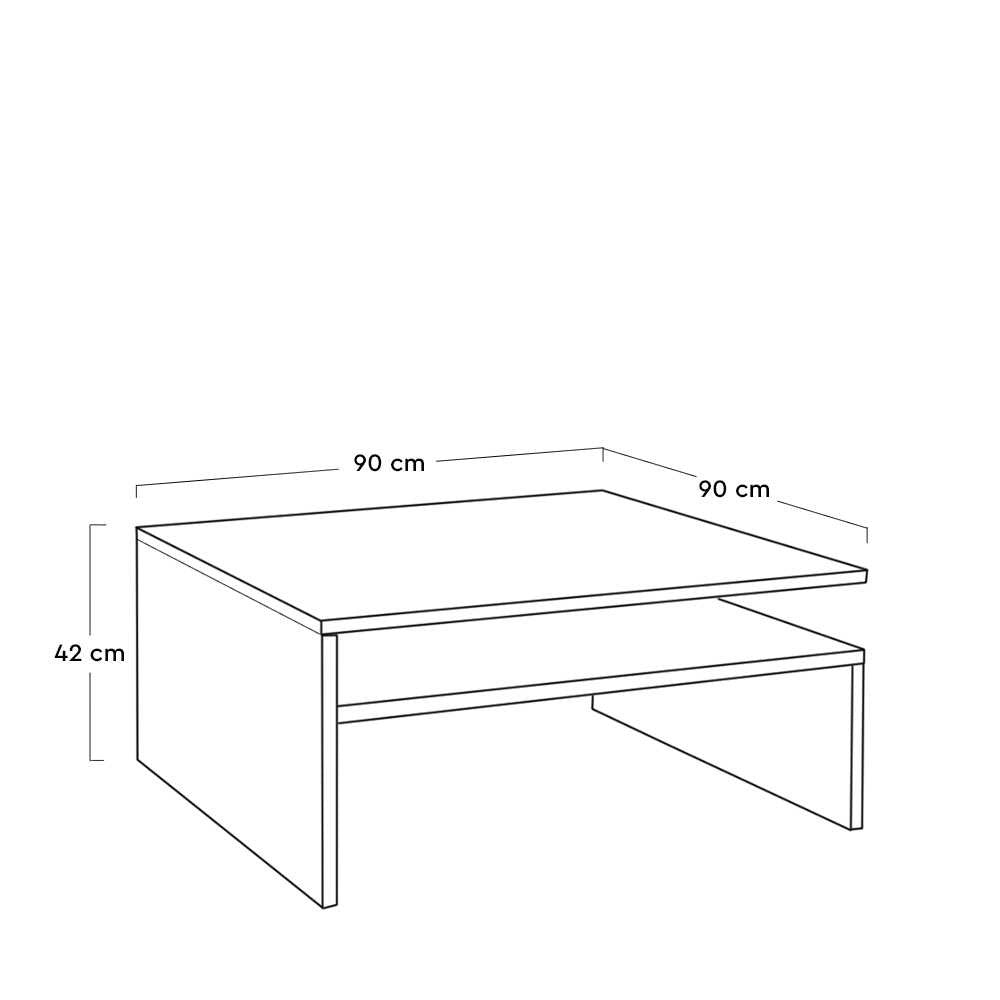 Mesa de Centro – 90cm x 42cm x 90cm – Branco Diamante – Painel de Partículas