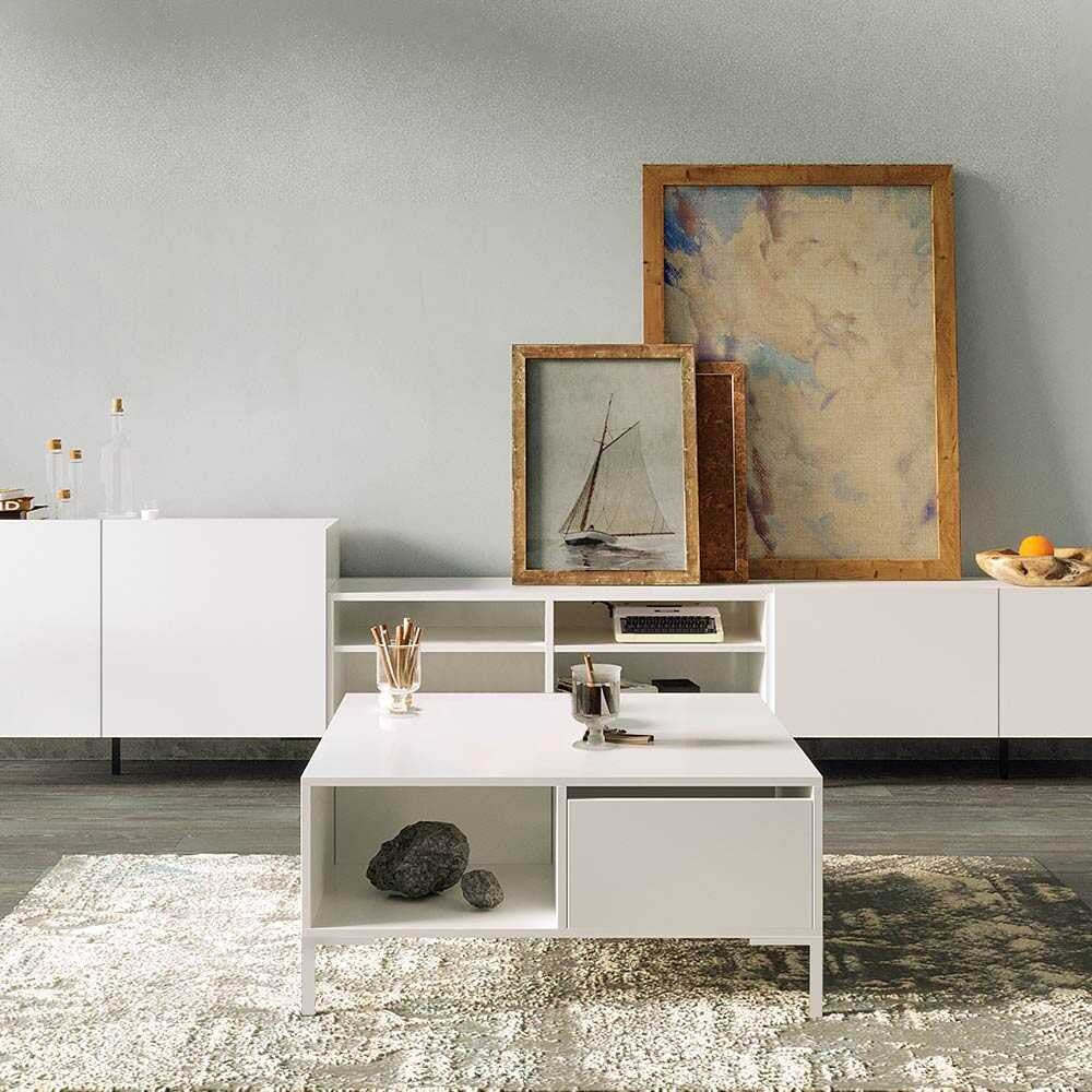 Mesa de Centro – 90cm x 90cm x 42cm – Branco Diamante – Painel de partículas