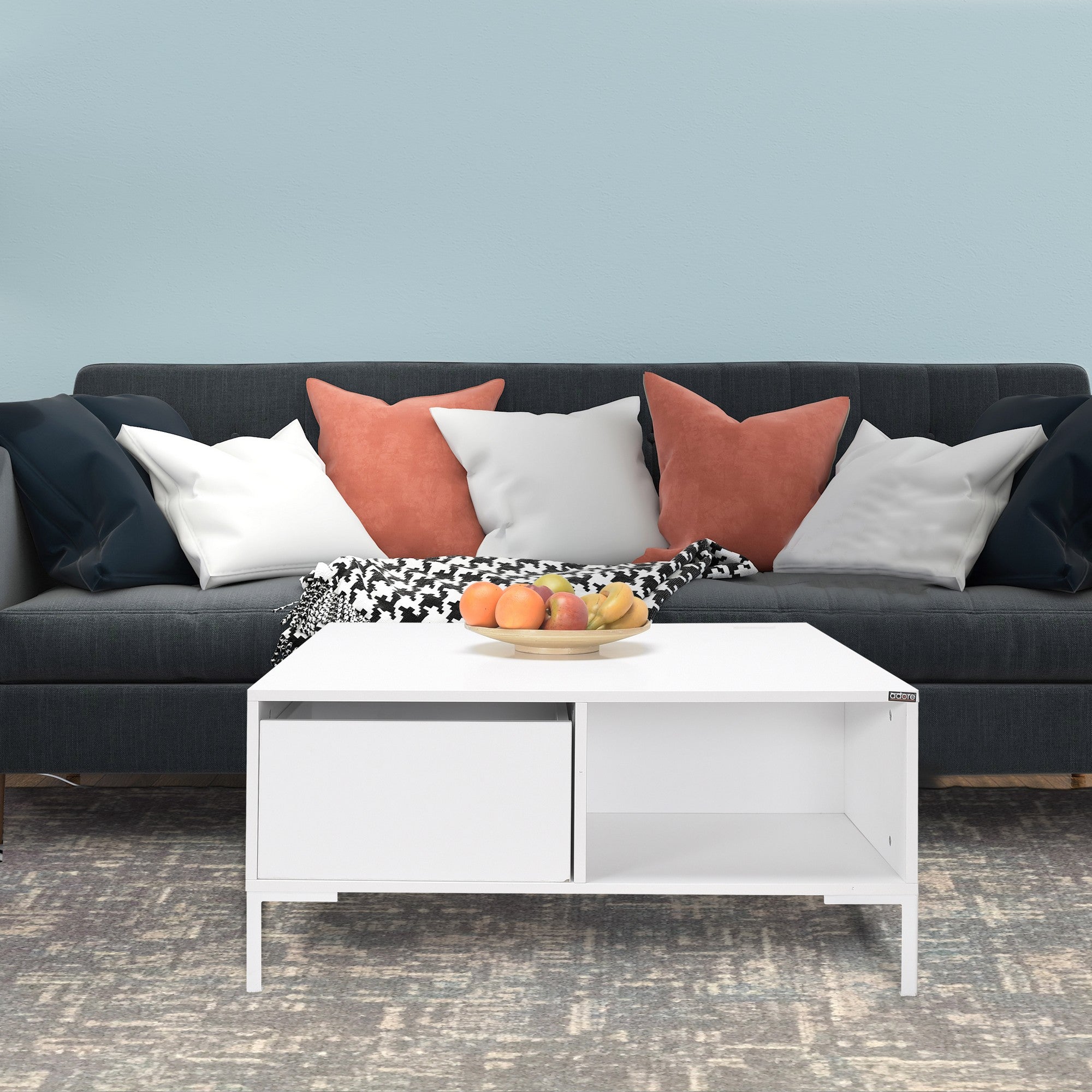 Mesa de Centro – 90cm x 90cm x 42cm – Branco Diamante – Painel de partículas