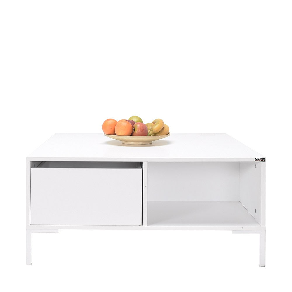 Mesa de Centro – 90cm x 90cm x 42cm – Branco Diamante – Painel de partículas
