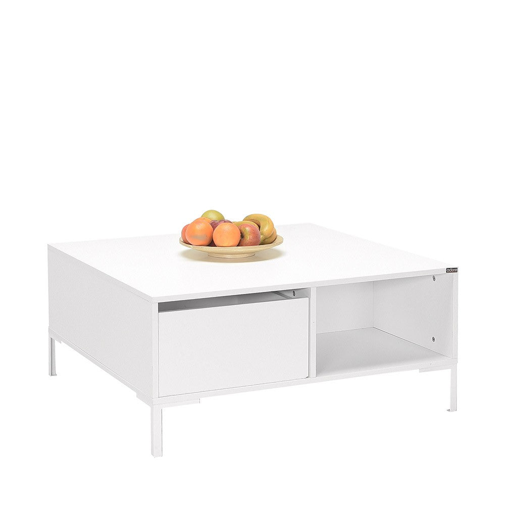 Mesa de Centro – 90cm x 90cm x 42cm – Branco Diamante – Painel de partículas