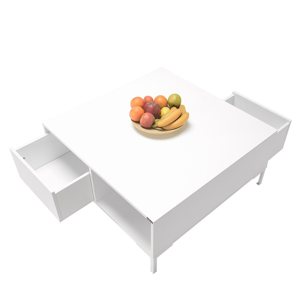 Mesa de Centro – 90cm x 90cm x 42cm – Branco Diamante – Painel de partículas