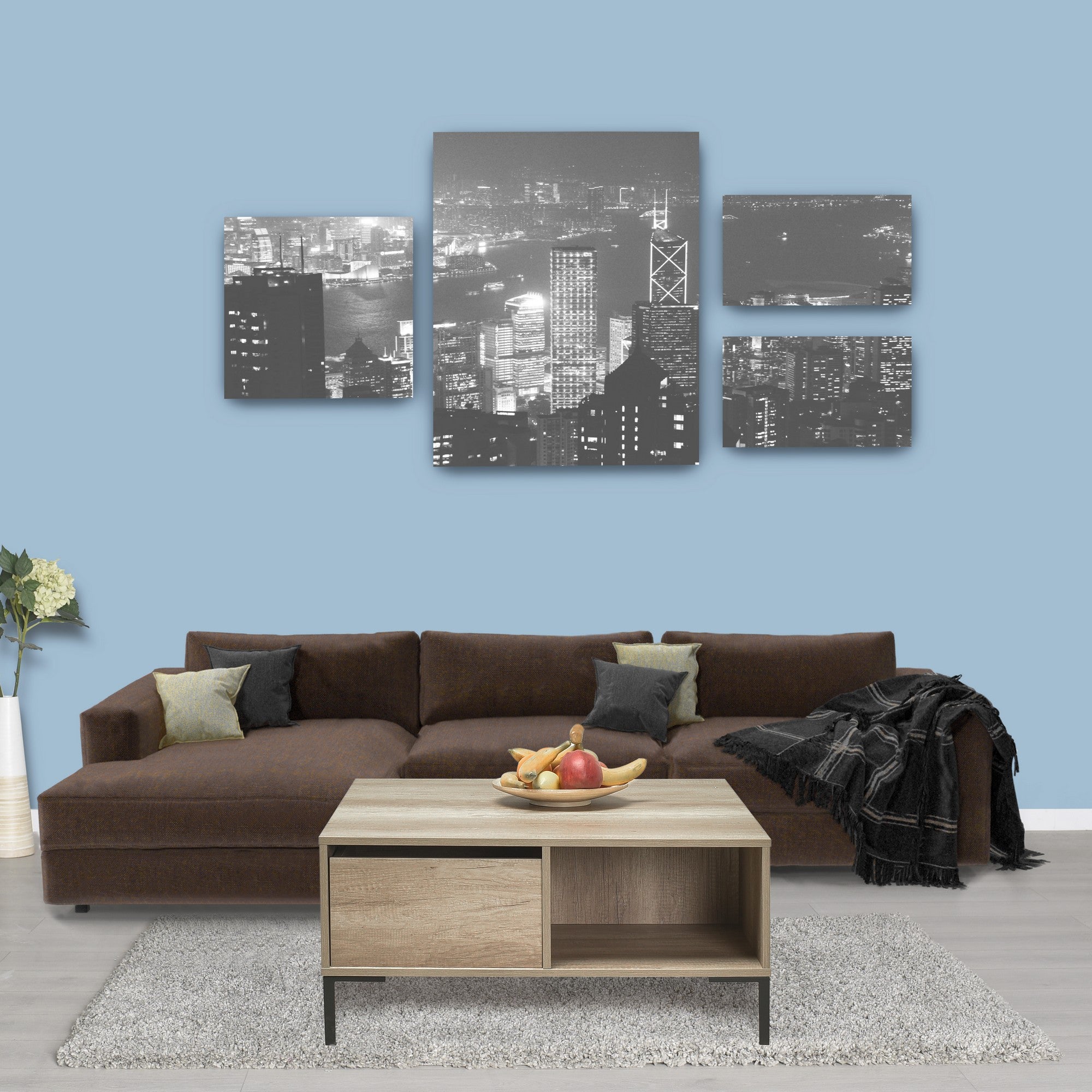 Mesa de Centro – 90cm x 42cm x 90cm – Taupe – Painel de partículas revestido a melamina