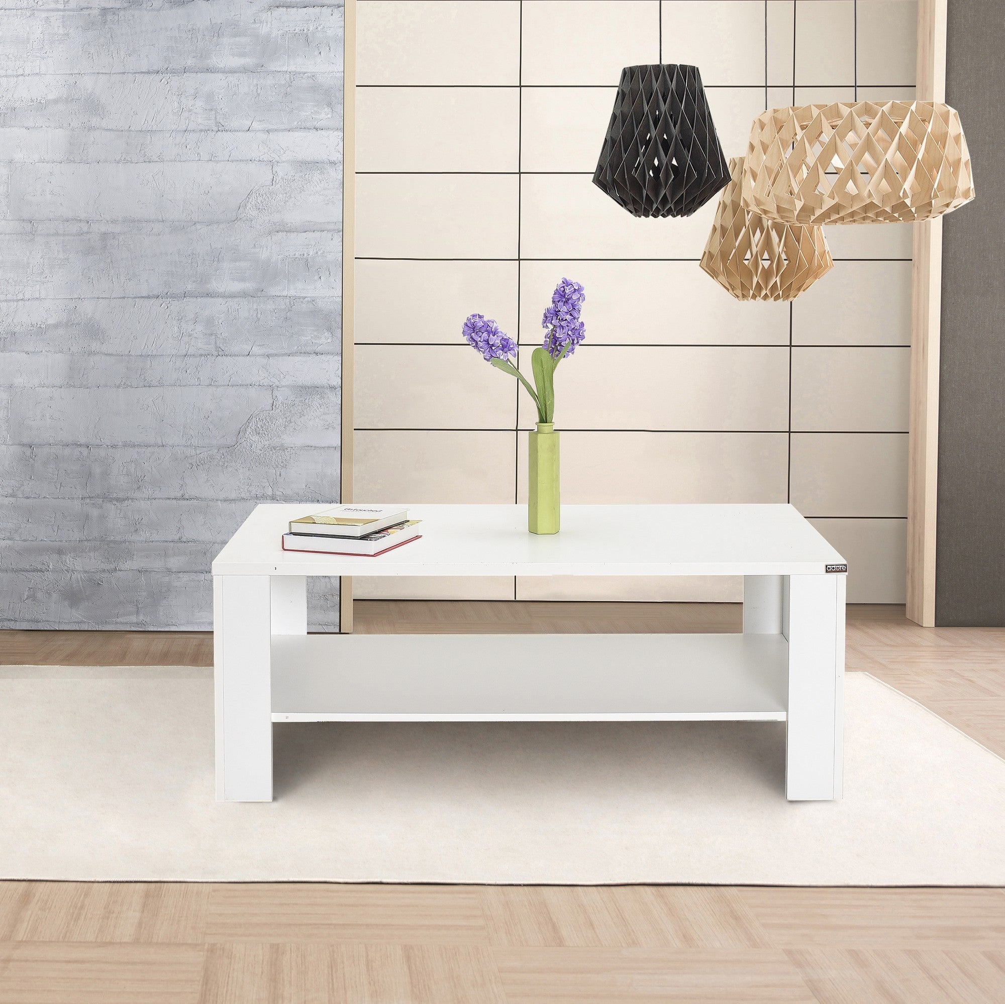Mesa de Centro – 110 cm x 42 cm x 65 cm – Branco Diamante – Melamina