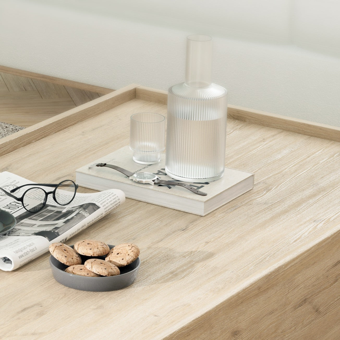 Mesa de Centro – 102 cm x 44 cm x 61 cm – Carvalho – Painéis de Partículas