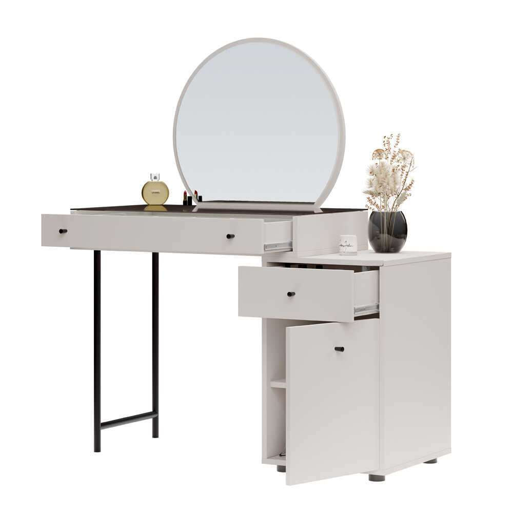Toucador – 67 cm x 181 cm x 30 cm – Cor Mink – Aglomerado revestido de melamina