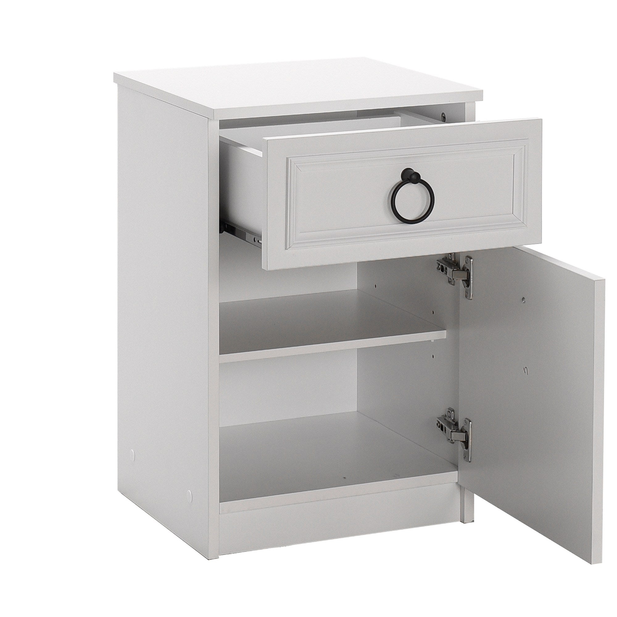 Mesa de cabeceira – 40cm x 63cm x 38cm – Branco – Painéis de partículas revestidos a melamina