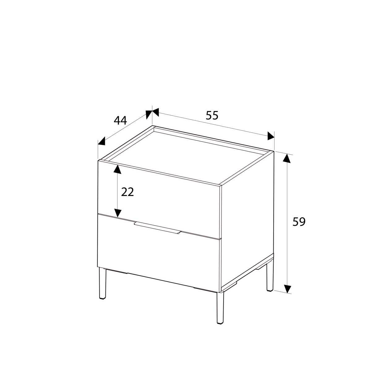 Mesa de cabeceira – 55cm x 59cm x 44cm – Branco – Painel de partículas