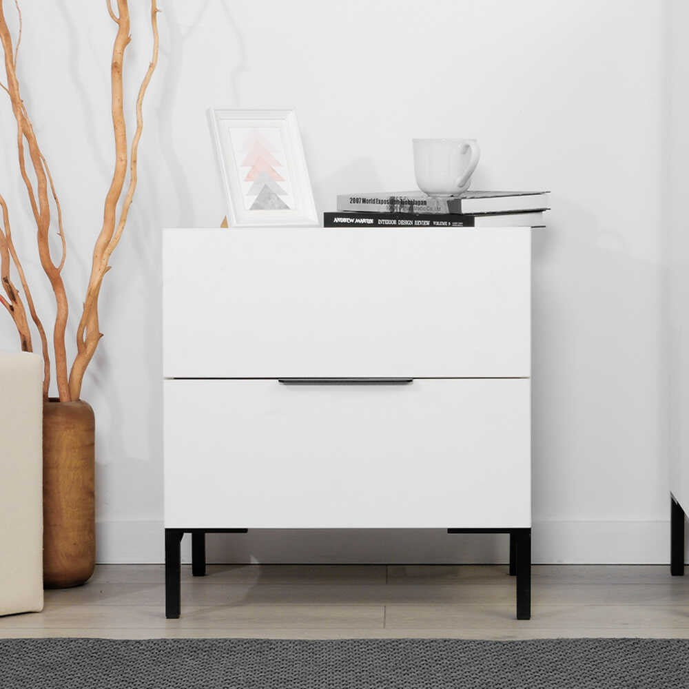 Mesa de cabeceira – 55cm x 59cm x 44cm – Branco – Painel de partículas