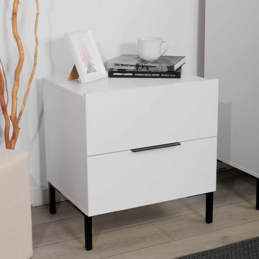 Mesa de cabeceira – 55cm x 59cm x 44cm – Branco – Painel de partículas