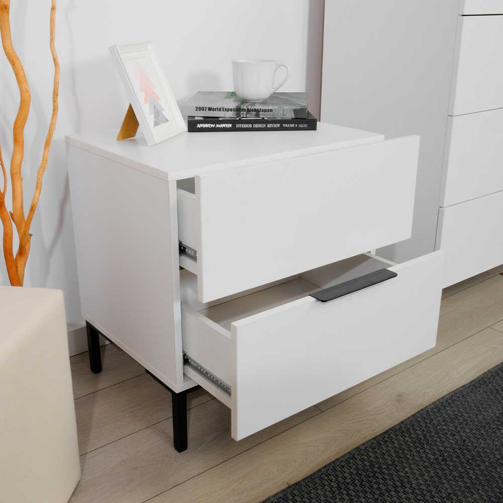 Mesa de cabeceira – 55cm x 59cm x 44cm – Branco – Painel de partículas