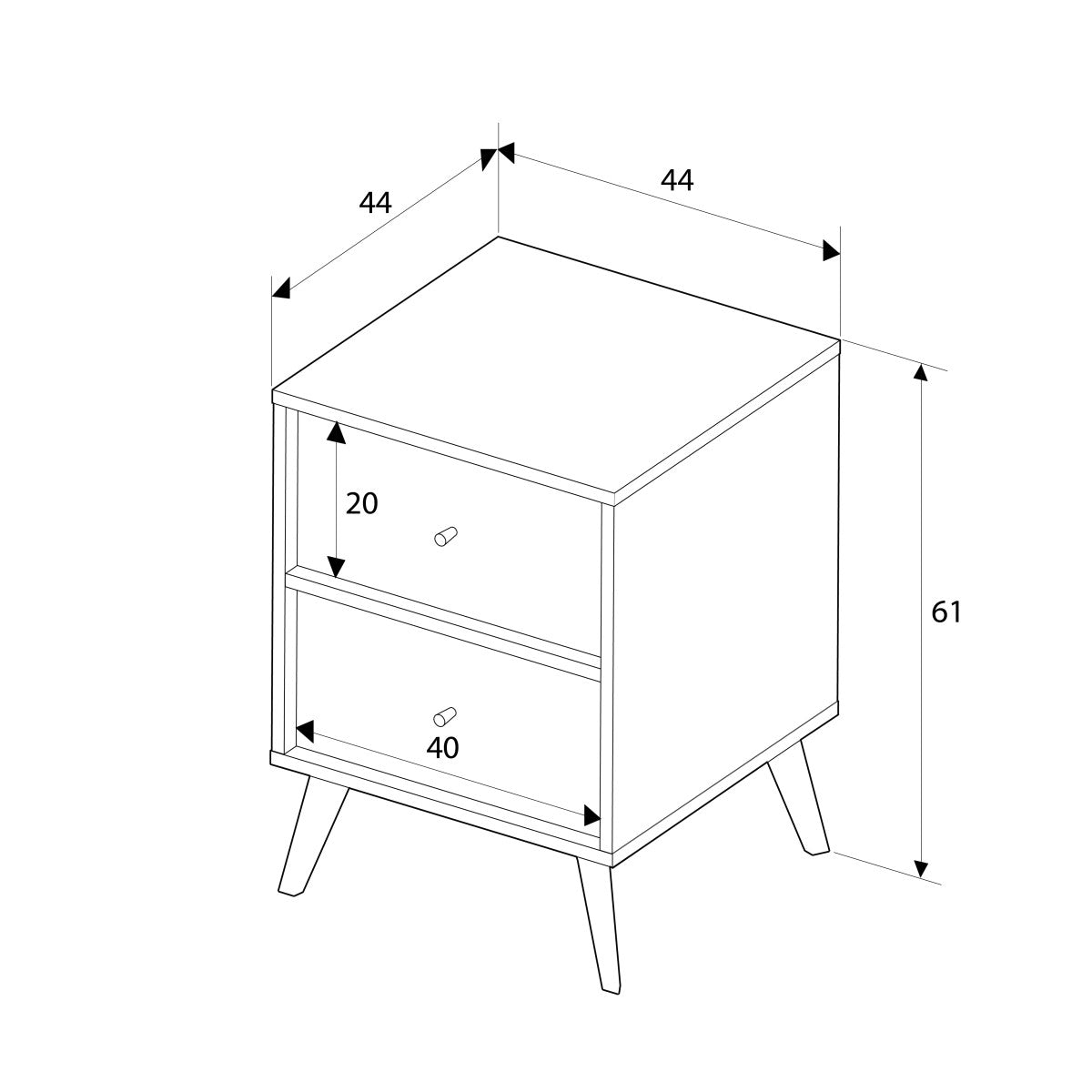 Mesa de cabeceira – 44 cm x 61 cm x 44 cm – Multicolorido – Melamina