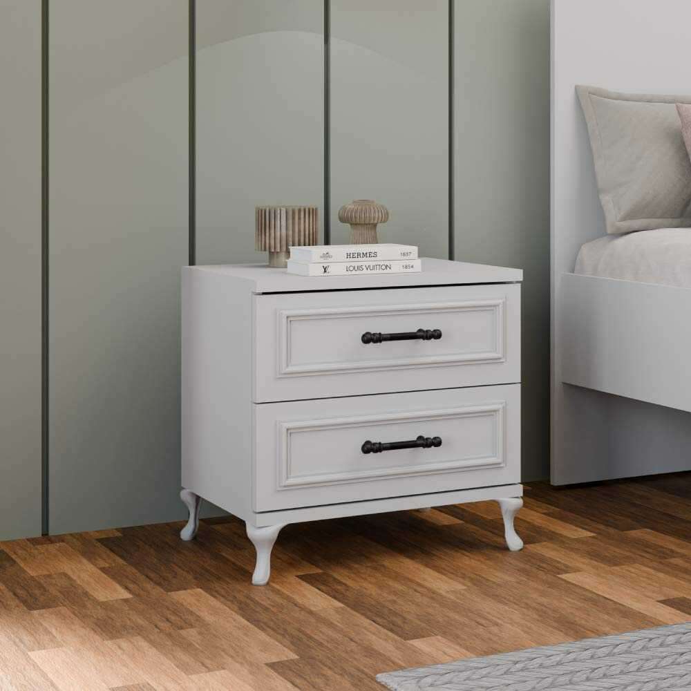 Mesa de Cabeceira Branca Compacta 51cm - Revestimento Melamina Resistente e Durável