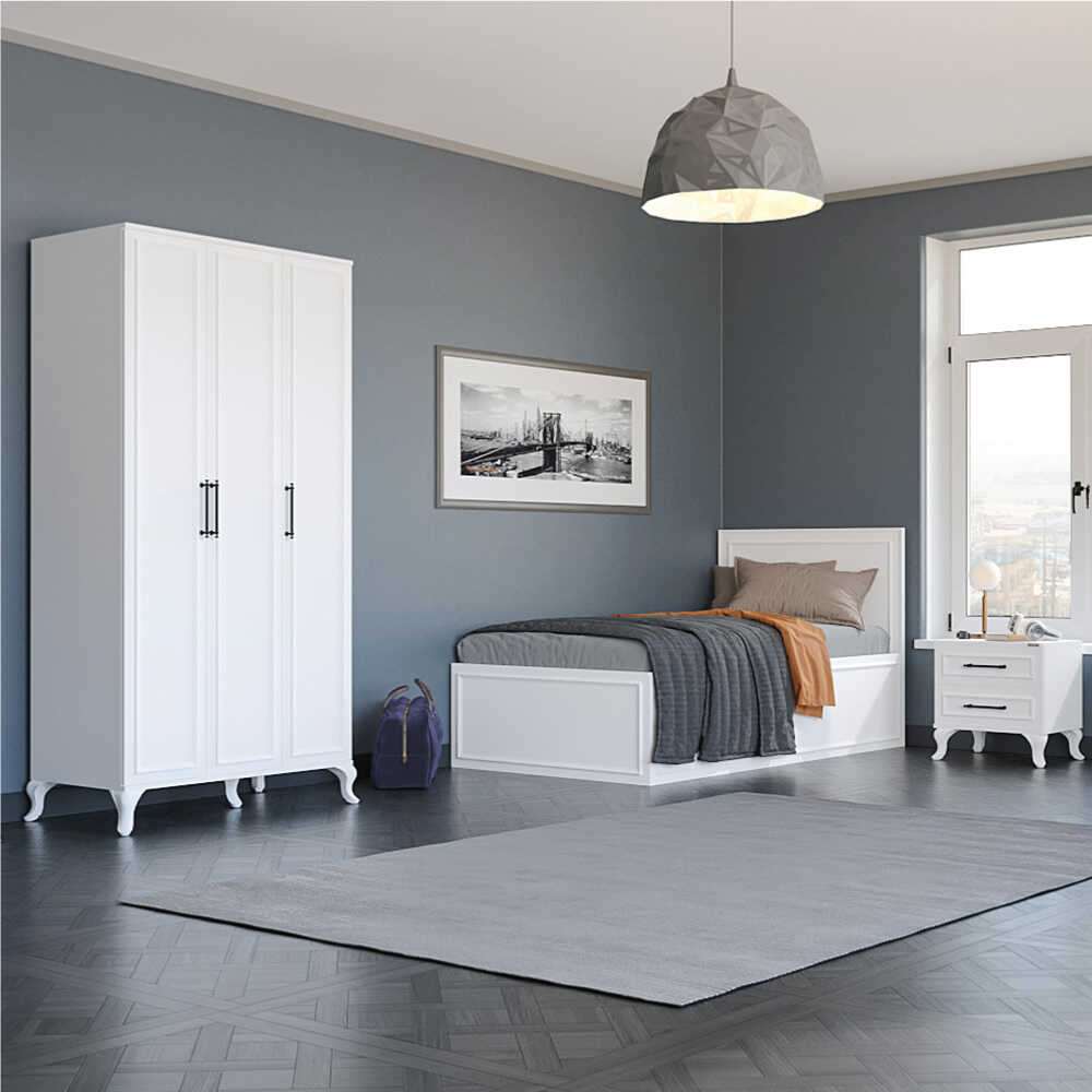 Mesa de Cabeceira Branca Compacta 51cm - Revestimento Melamina Resistente e Durável