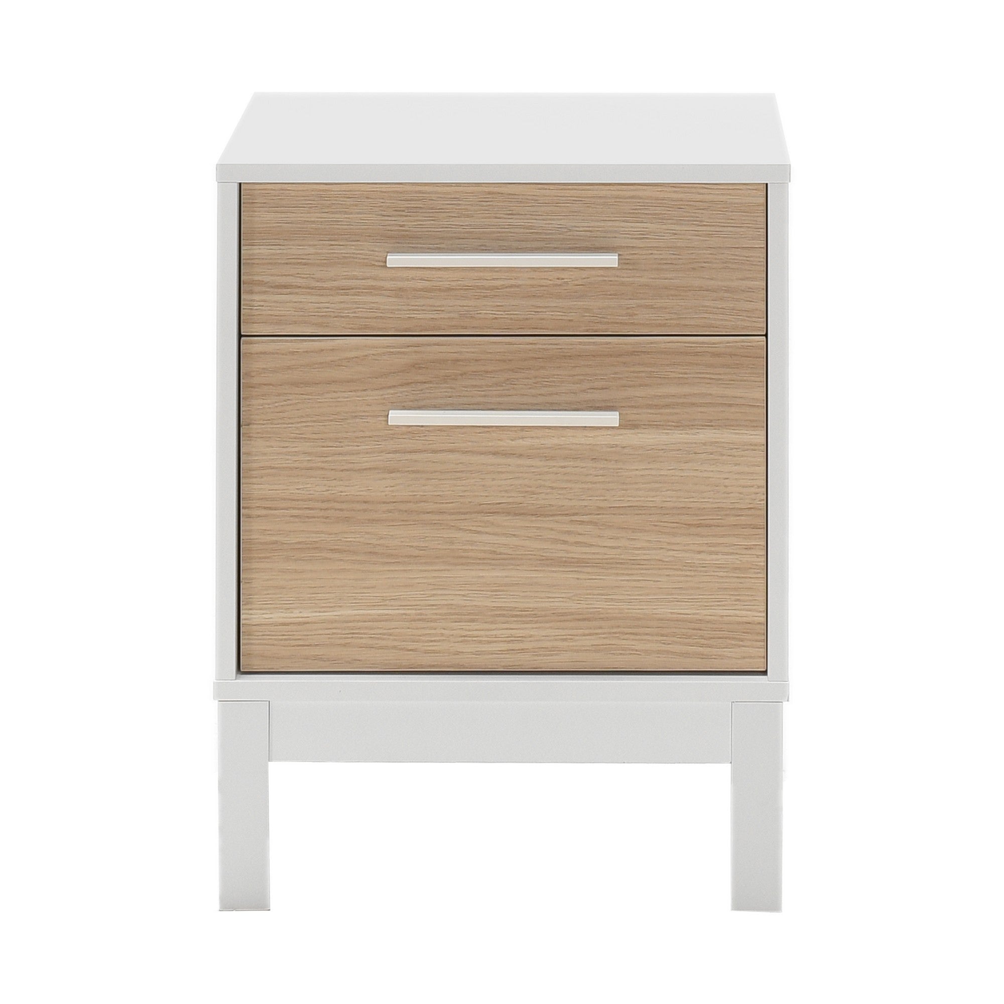Mesa de cabeceira – 45 cm x 60 cm x 45 cm – Carvalho e Branco – Painel de partículas