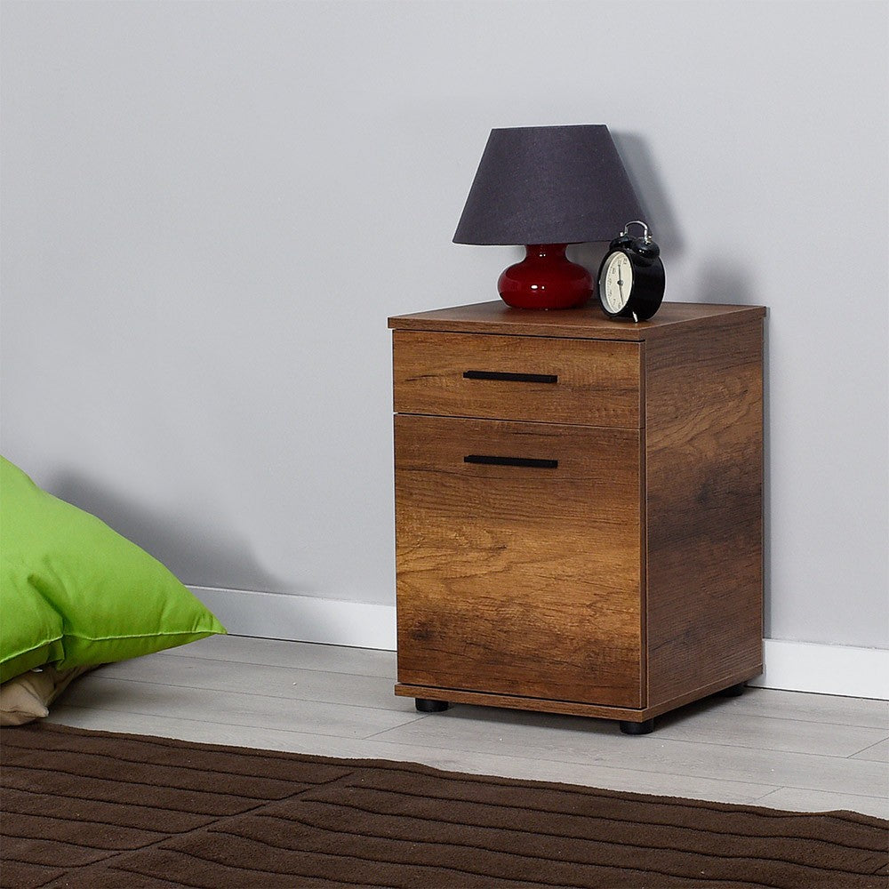 Mesa de cabeceira – 40cm x 57cm x 39cm – Oslo e Nogueira – Painéis de partículas revestidos a melamina