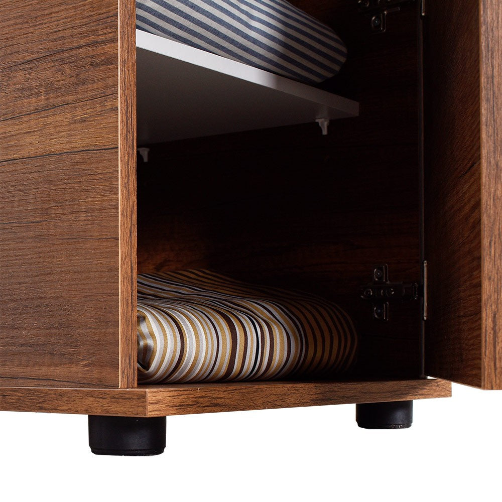 Mesa de cabeceira – 40cm x 57cm x 39cm – Oslo e Nogueira – Painéis de partículas revestidos a melamina
