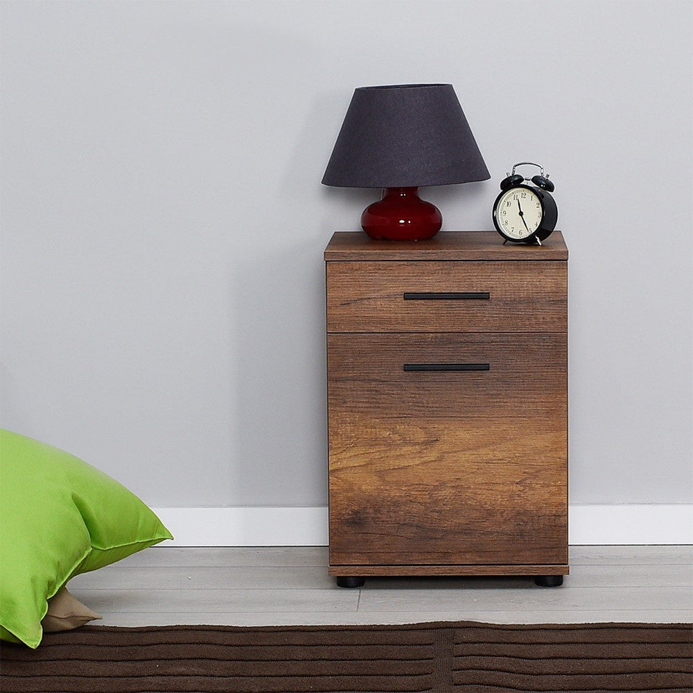 Mesa de cabeceira – 40cm x 57cm x 39cm – Oslo e Nogueira – Painéis de partículas revestidos a melamina