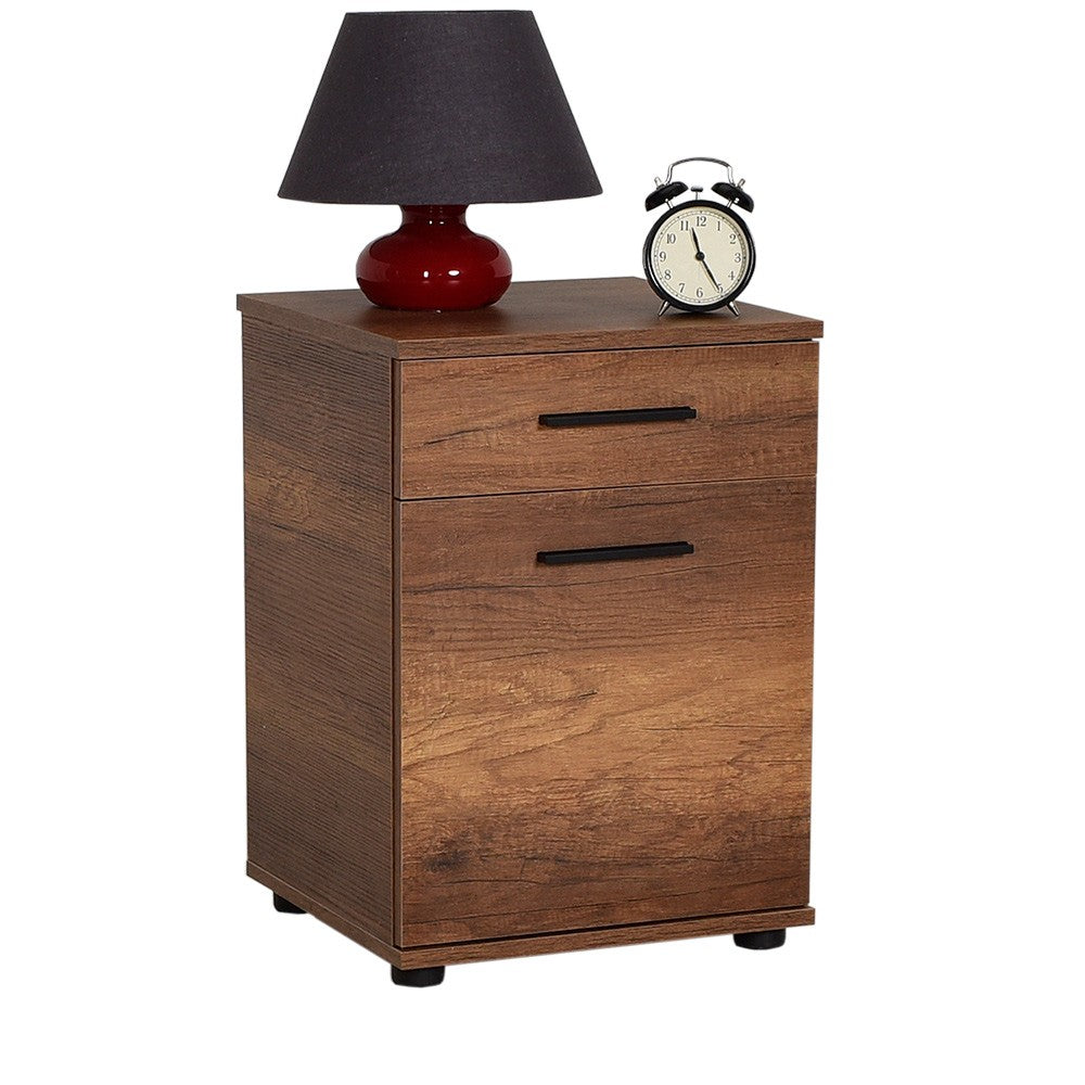 Mesa de cabeceira – 40cm x 57cm x 39cm – Oslo e Nogueira – Painéis de partículas revestidos a melamina