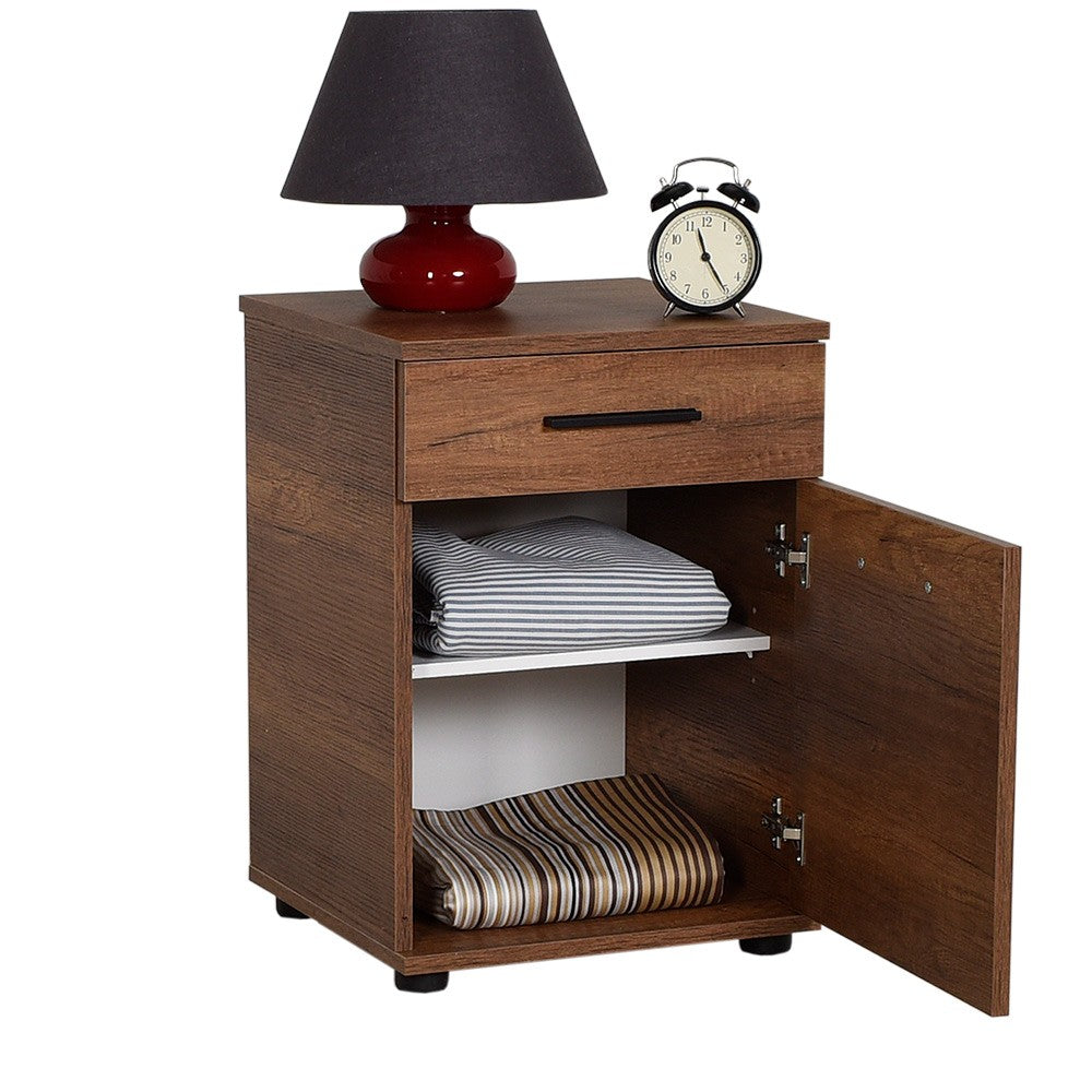 Mesa de cabeceira – 40cm x 57cm x 39cm – Oslo e Nogueira – Painéis de partículas revestidos a melamina