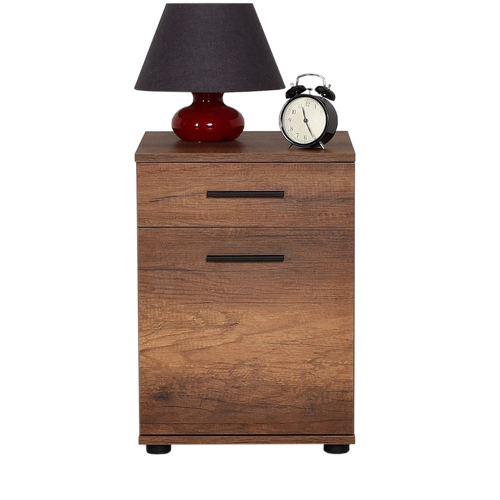 Mesa de cabeceira – 40cm x 57cm x 39cm – Oslo e Nogueira – Painéis de partículas revestidos a melamina