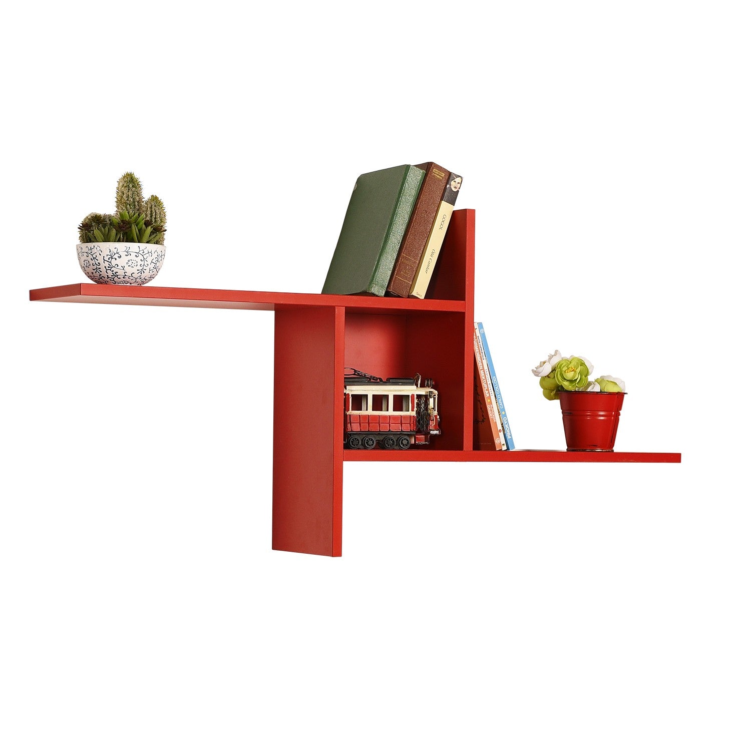 Prateleira de Parede – 100cm x 50cm x 18cm – Vermelho – Painéis de partículas revestidos a melamina