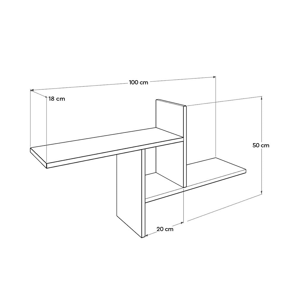 Prateleira de parede – 100 cm x 50 cm x 18 cm – Nogueira clara – Painel de partículas