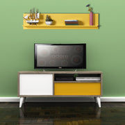Prateleira de parede – 120 cm x 25 cm x 20 cm – Amarelo – Painel de partículas revestido a melamina