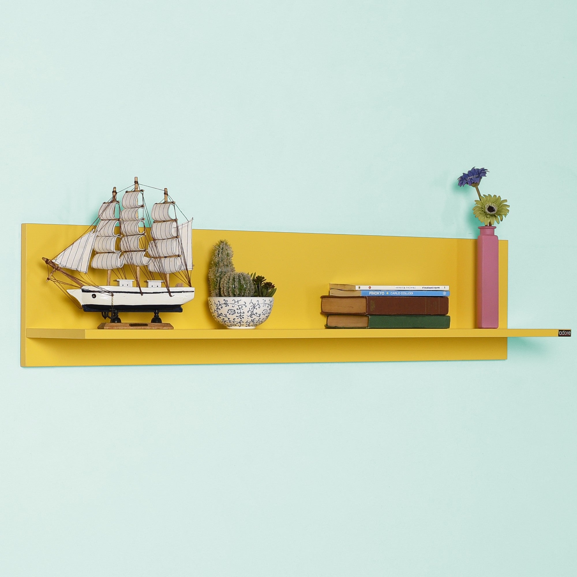Prateleira de parede – 120 cm x 25 cm x 20 cm – Amarelo – Painel de partículas revestido a melamina