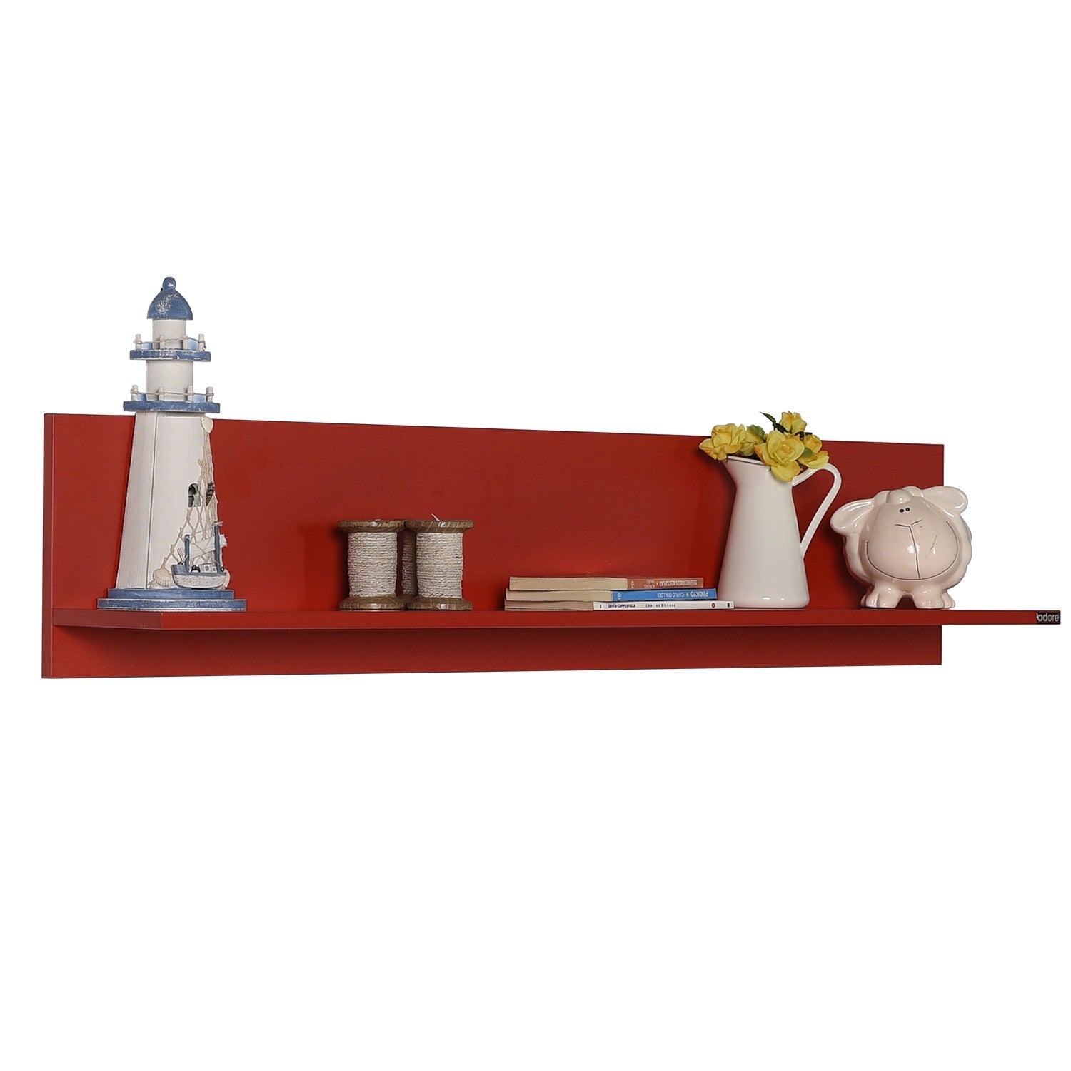 Prateleira de parede – 120cm x 25cm x 20cm – Vermelho – Painel de partículas revestido a melamina