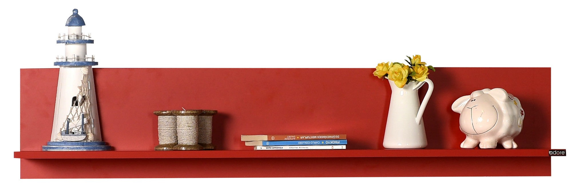 Prateleira de parede – 120cm x 25cm x 20cm – Vermelho – Painel de partículas revestido a melamina