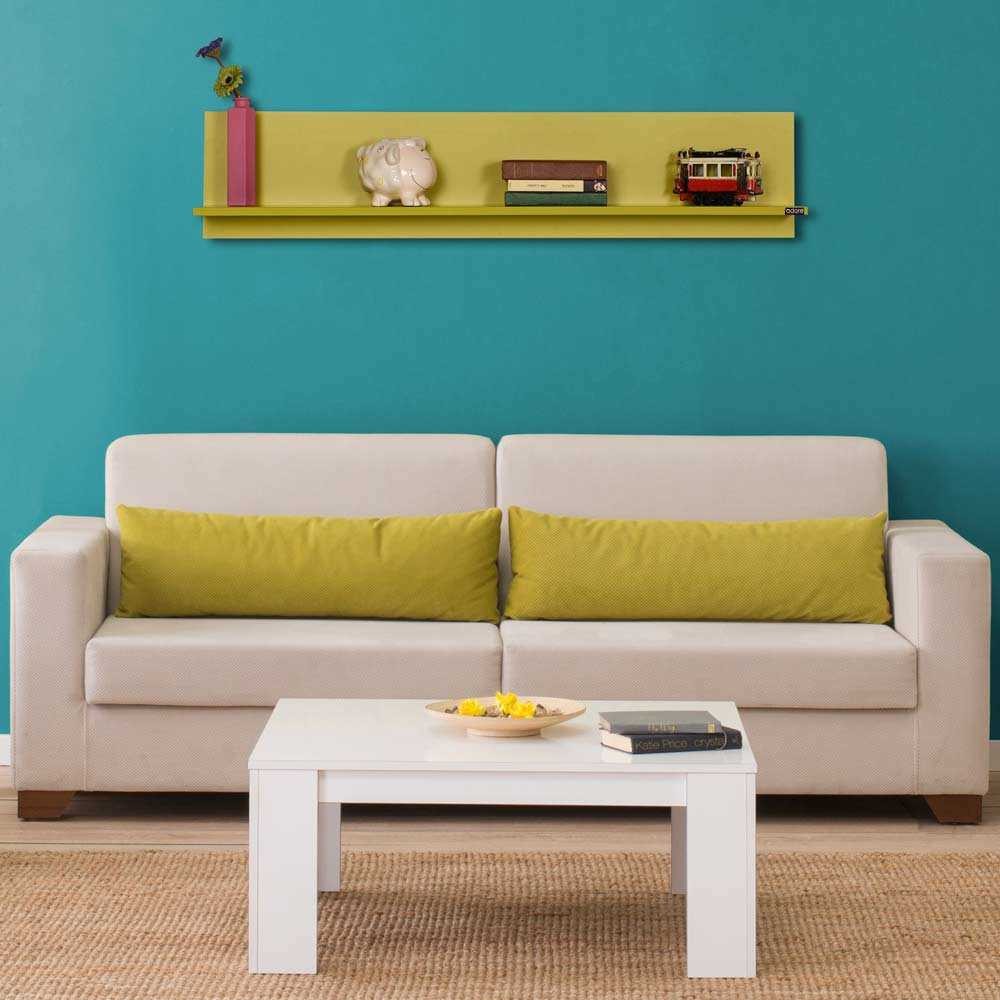 Prateleira de parede – 120 cm x 25 cm x 20 cm – Verde – Painel de partículas