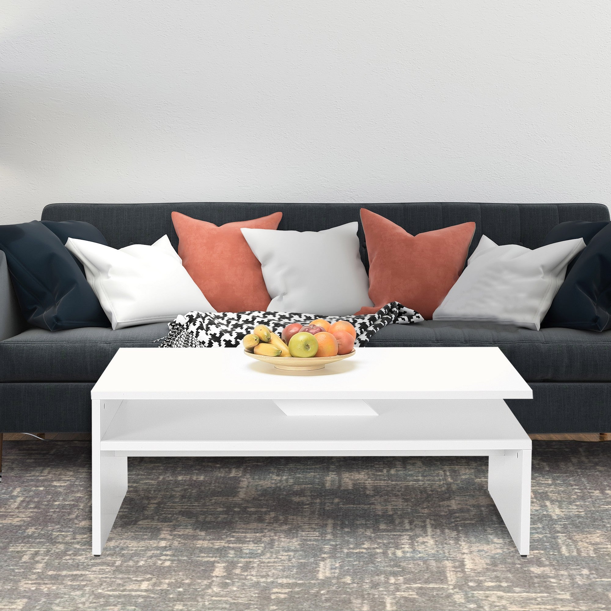 Mesa de Centro – 110cm x 42cm x 65cm – Branco Diamante – Melamina