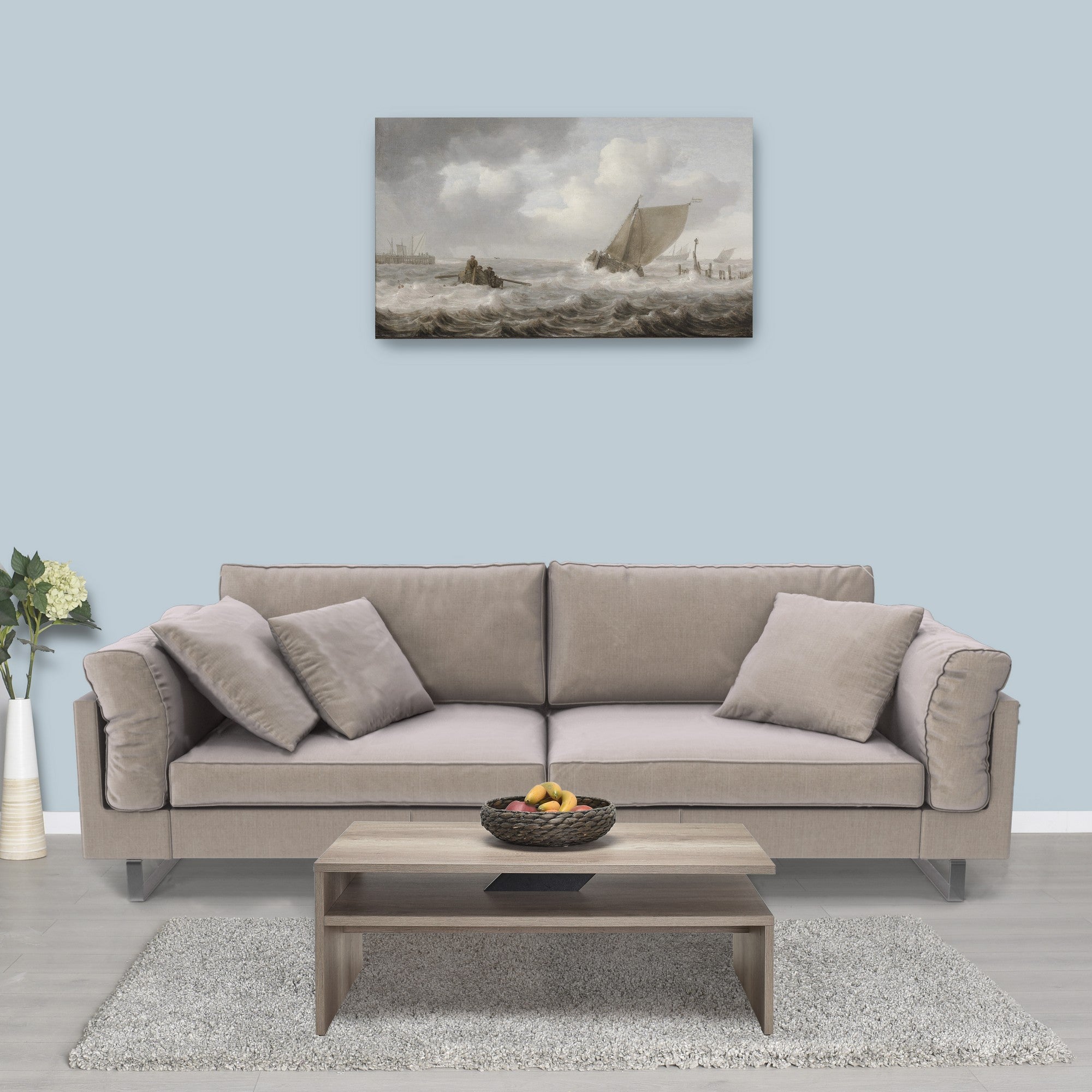 Mesa de Centro – 110cm x 42cm x 65cm – Nogueira clara – Painel de partículas revestido a melamina