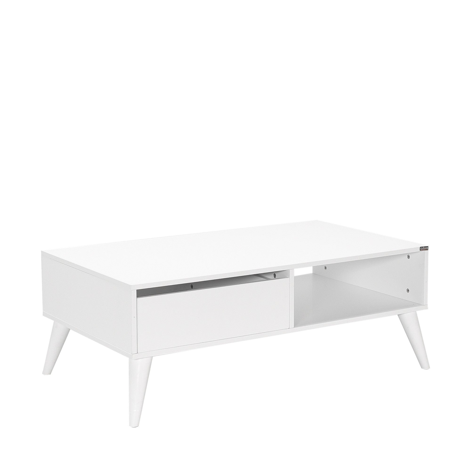 Mesa de Centro – 110 cm x 65 cm x 42 cm – Branco Diamante – Painel de Partículas