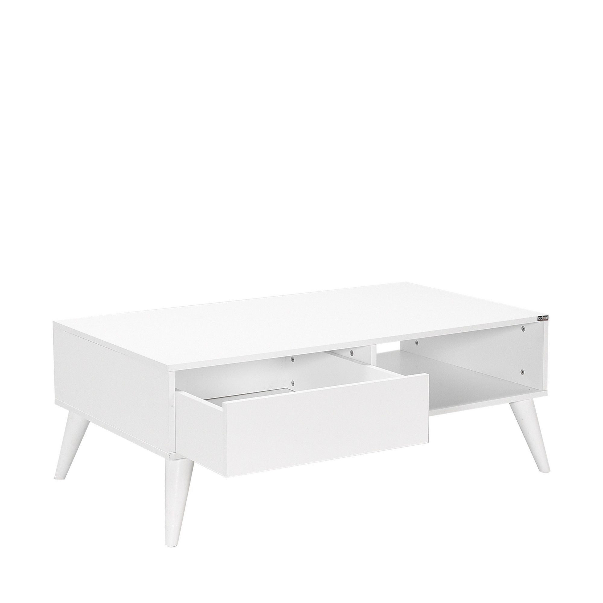 Mesa de Centro – 110 cm x 65 cm x 42 cm – Branco Diamante – Painel de Partículas