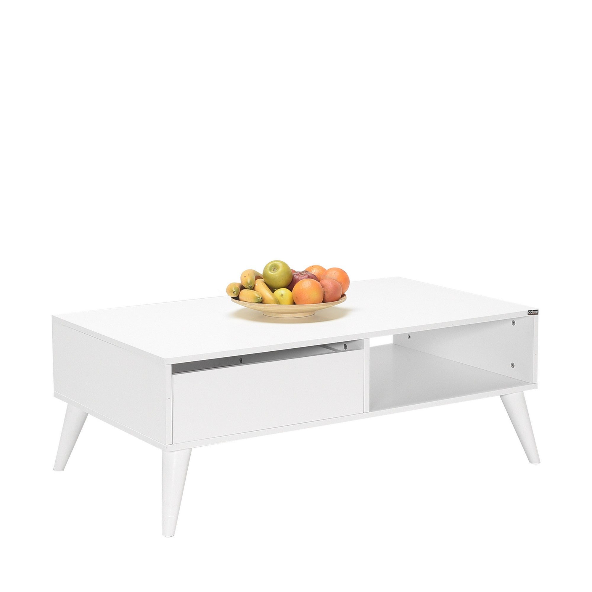 Mesa de Centro – 110 cm x 65 cm x 42 cm – Branco Diamante – Painel de Partículas