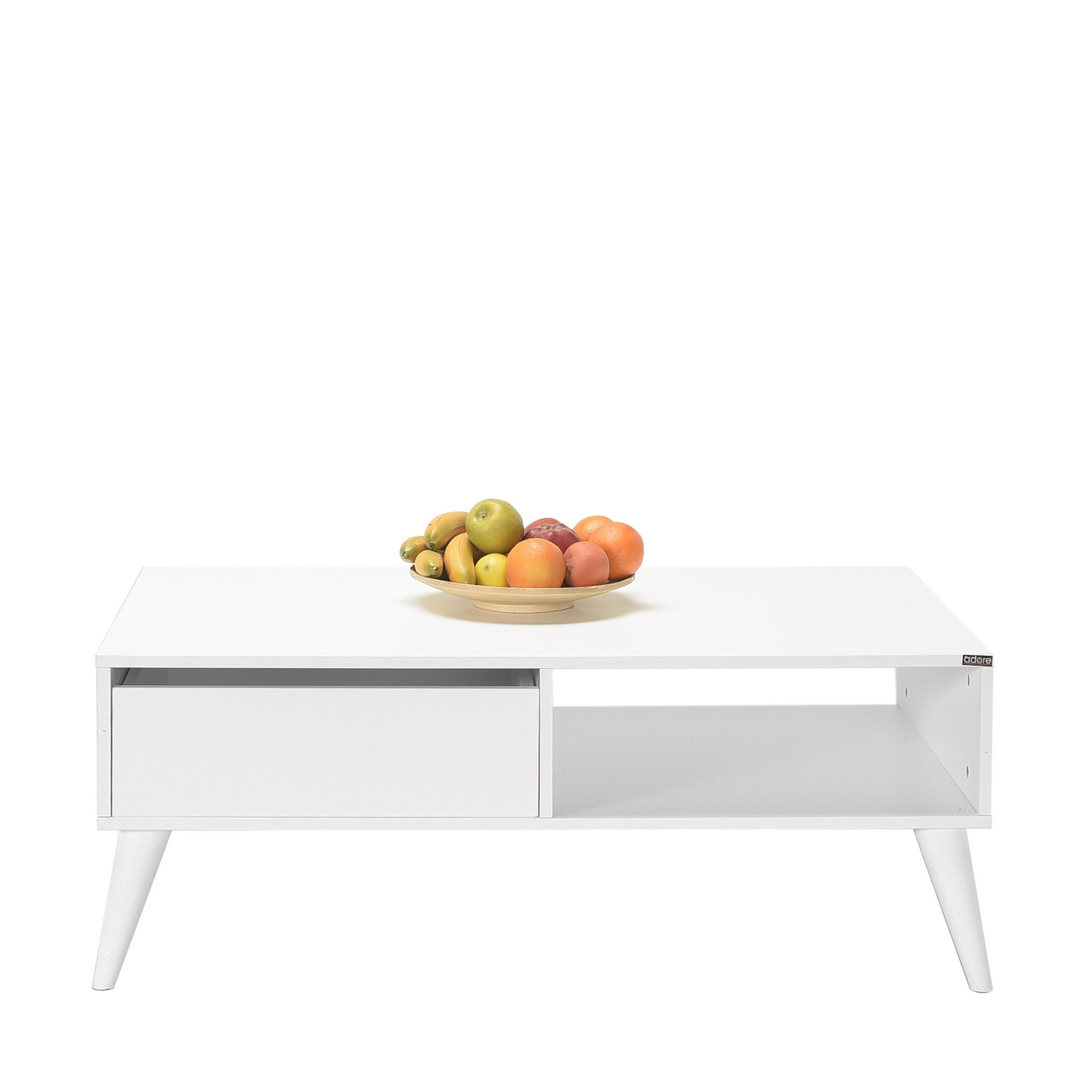 Mesa de Centro – 110 cm x 65 cm x 42 cm – Branco Diamante – Painel de Partículas