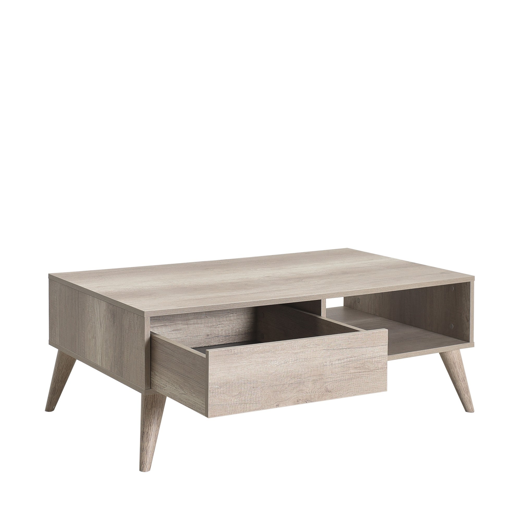 Mesa de Centro – 110cm x 42cm x 65cm – Nogueira clara – Painéis de partículas revestidos a melamina