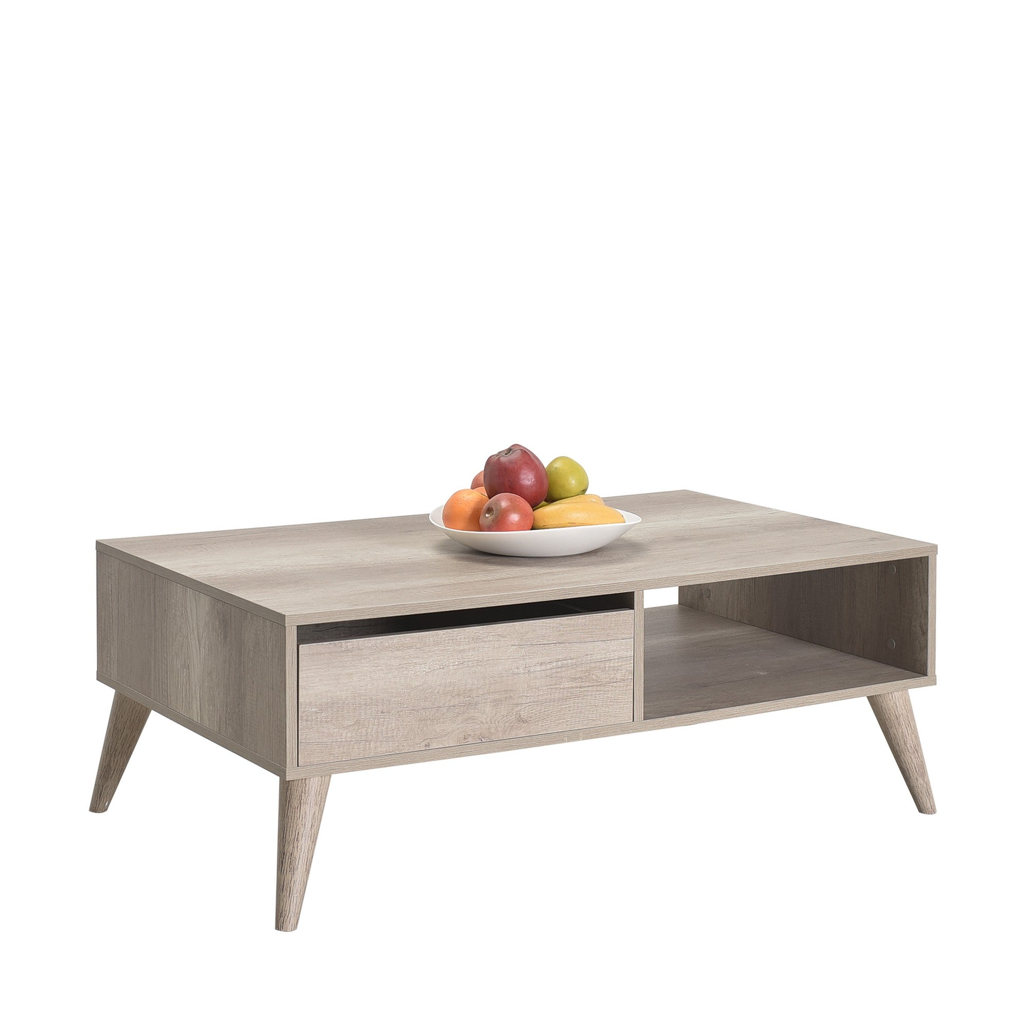 Mesa de Centro – 110cm x 42cm x 65cm – Nogueira clara – Painéis de partículas revestidos a melamina