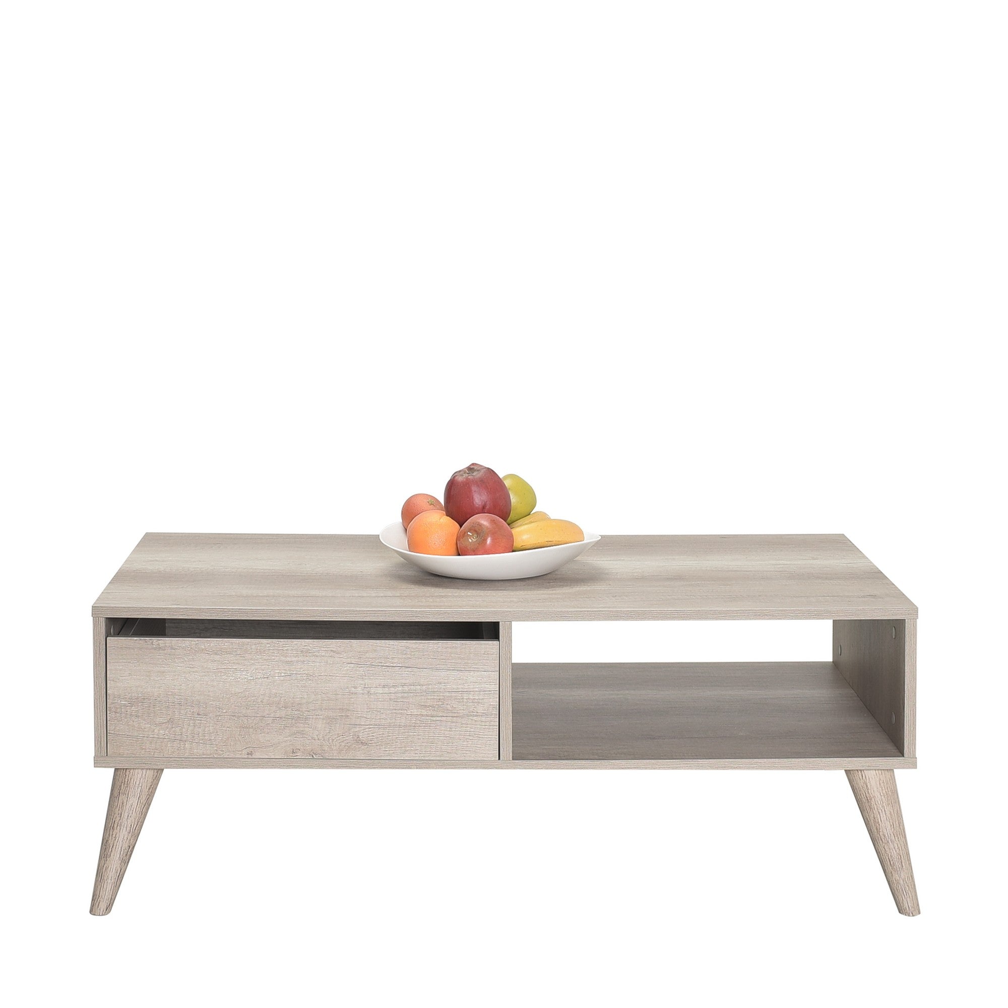 Mesa de Centro – 110cm x 42cm x 65cm – Nogueira clara – Painéis de partículas revestidos a melamina