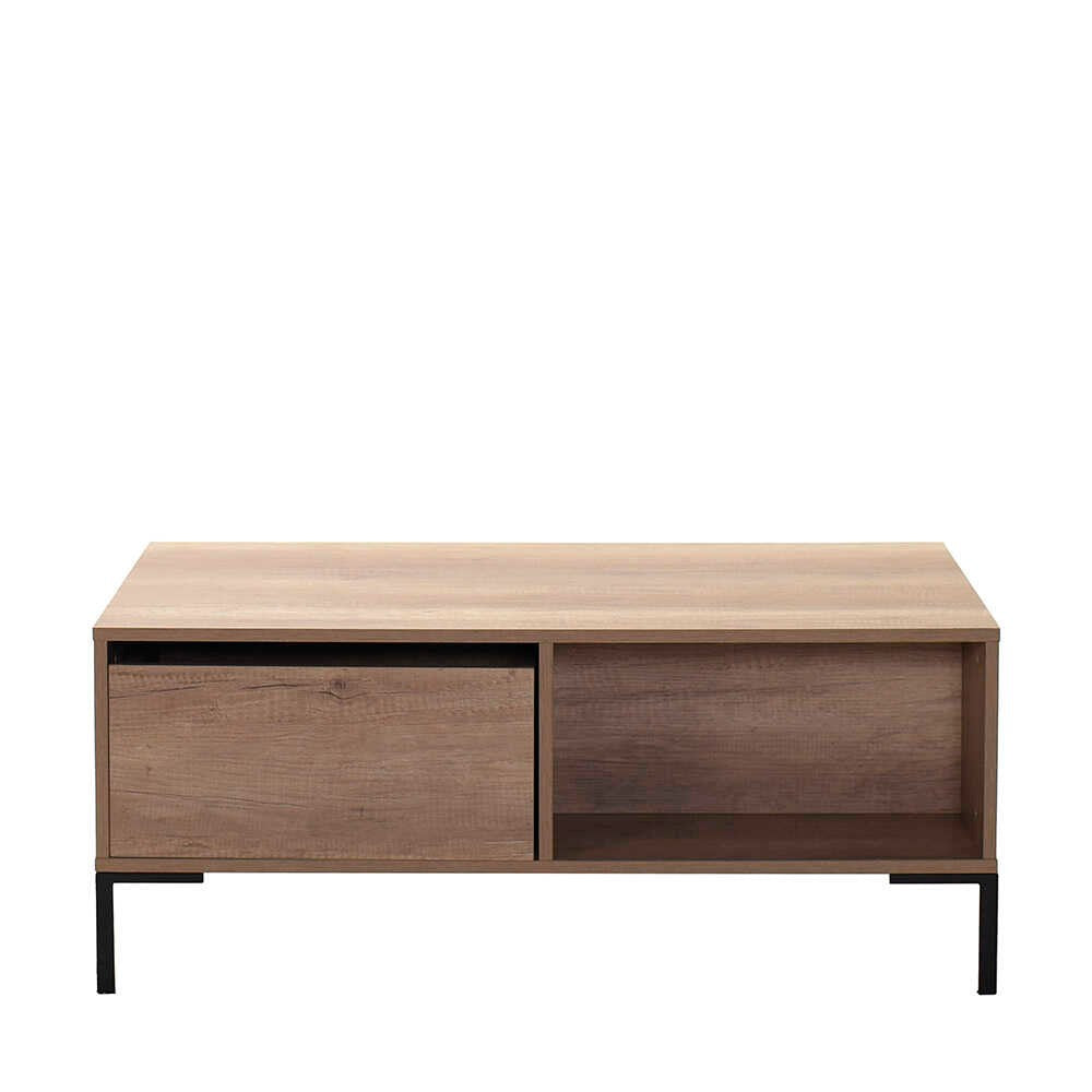 Mesa de Centro – 103 cm x 42 cm x 60 cm – Nogueira clara – Painéis de partículas revestidos a melamina