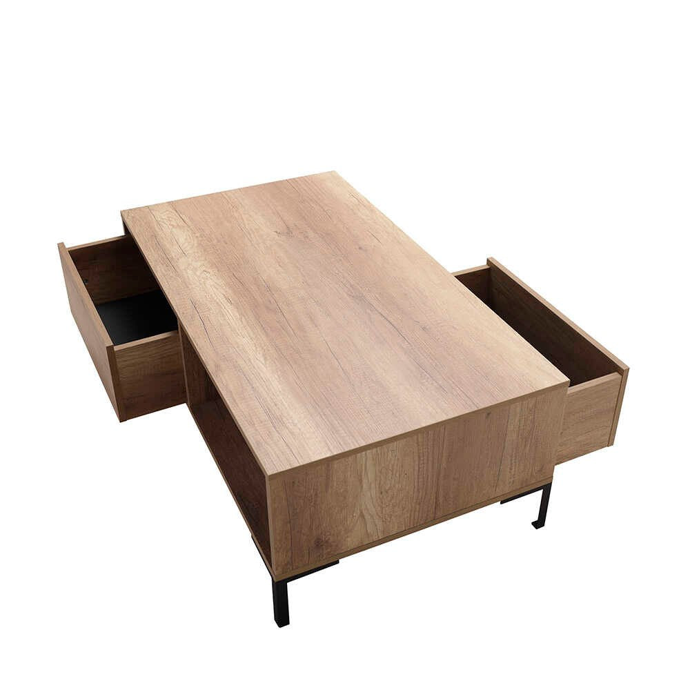 Mesa de Centro – 103 cm x 42 cm x 60 cm – Nogueira clara – Painéis de partículas revestidos a melamina
