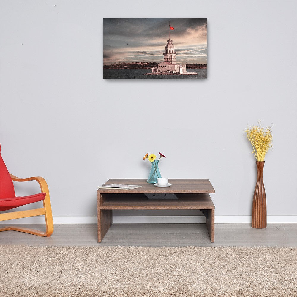 Mesa de Centro – 90x42x90 cm – Nogueira – Painel de partículas revestido a melamina