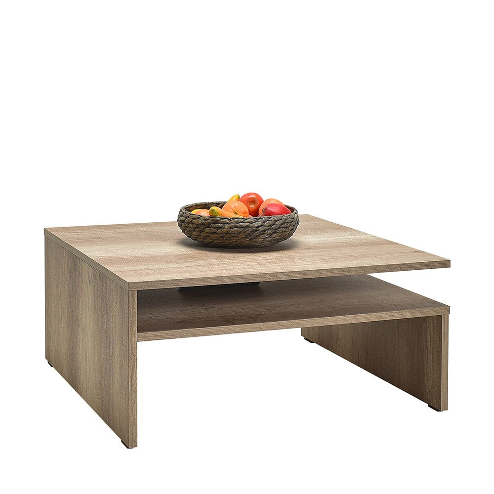 Mesa de Centro – 90 cm x 42 cm x 90 cm – Nogueira clara – Painel de partículas revestido a melamina