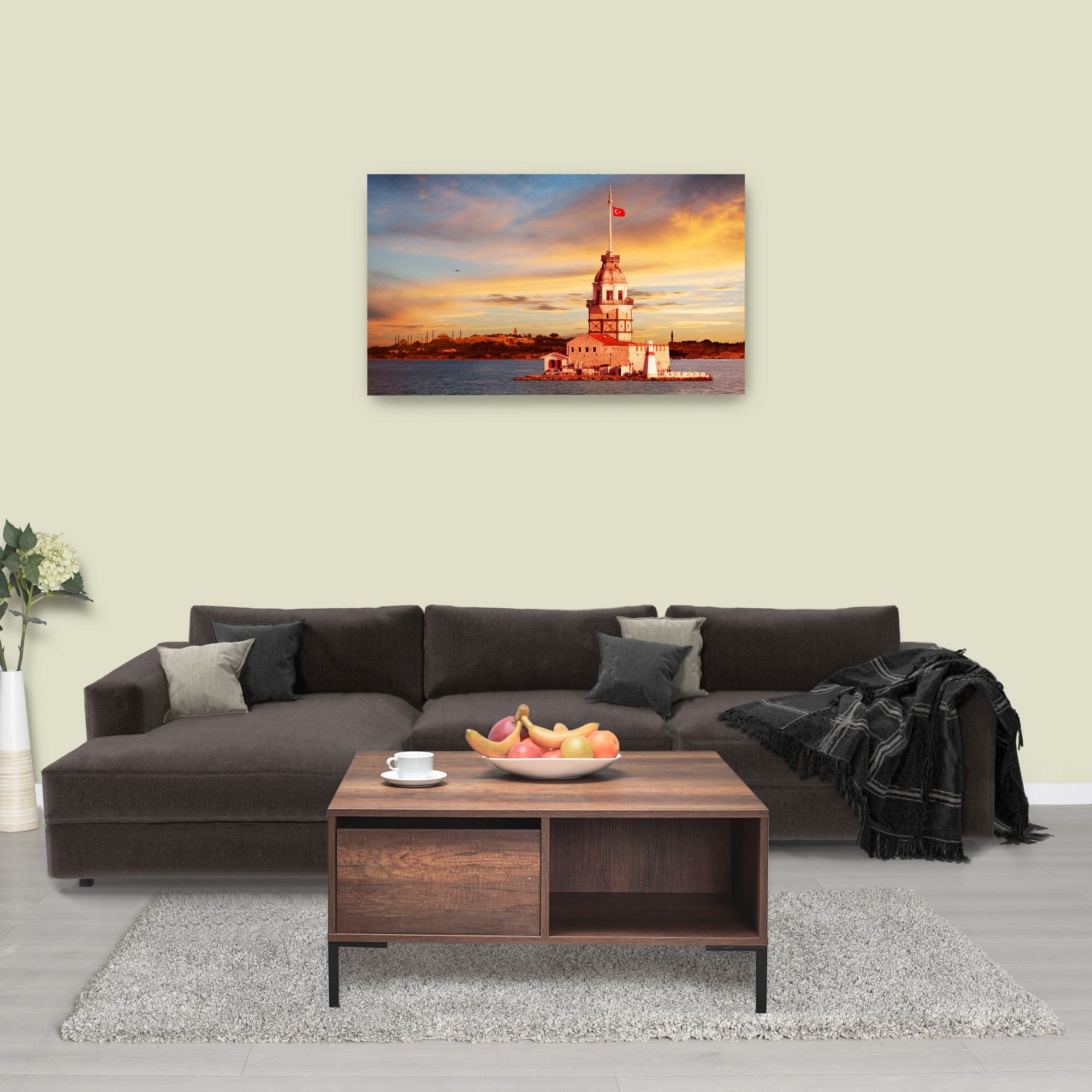 Mesa de Centro – 90 cm x 42 cm x 90 cm – Nogueira – Painel de partículas revestido a melamina