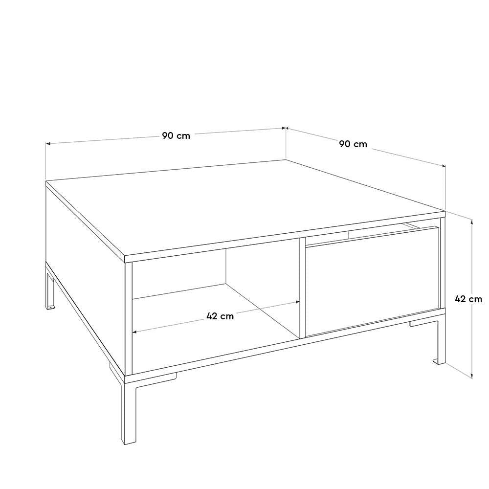 Mesa de Centro – 90 cm x 42 cm x 90 cm – Nogueira – Painel de partículas revestido a melamina